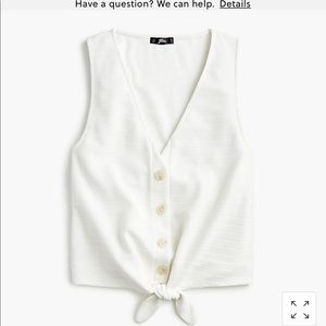 JCrew Tie front tank top in white. Size small